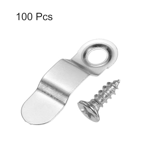 Image of HARFINGTON 100Pcs Picture Frame Backing Hardware Clips with 100Pcs Screws Photo Frame Turn Button Fasteners Picture Frame Backing Clip for Craft Hanging Picture Drawing, Silver