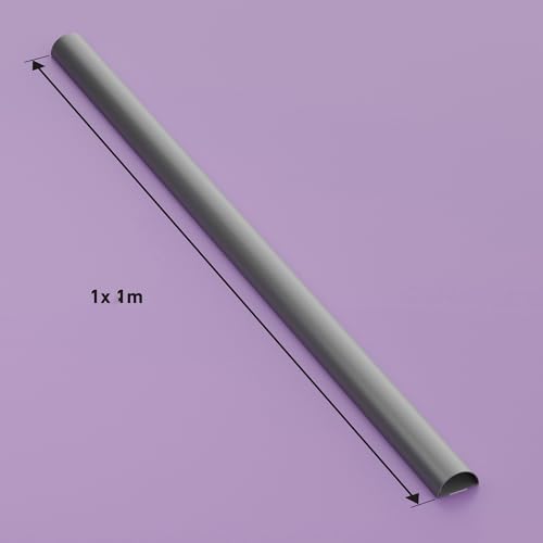 D-Line 1M5025A Maxi Trunking, Decorative TV Cable Tidy, Electrical Wire Cover, Popular Cord Management Solution - 50mm (W) x 25mm (H) - Aluminium-Effect (1-Meter Length)