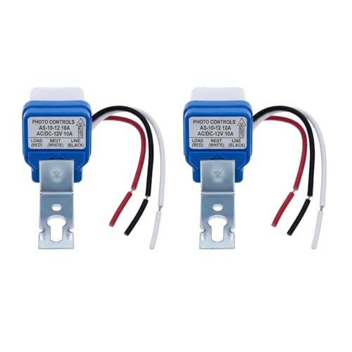 Xevtrak 2 Pièces Interrupteur Crépusculaire Extérieur, Interrupteur Automatique Étanche avec Capteur Photoélectrique pour Contrôle Automatique, Cellule Lumière 12V 220V 10A Économie d'Énergie