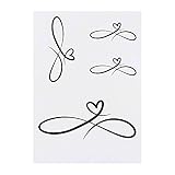 4 x 'Infinity Heart' Temporary Tattoos - Water Resistant, Skin-Safe, Non-Toxic Transfers, Mixed Sizes (TO00046463)