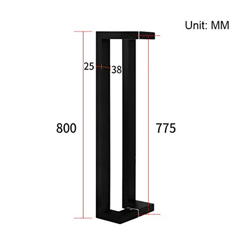 Poignée de porte push-pull noire en inox double courbe longueur 80cm
