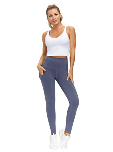 Image of THE GYM PEOPLE Thick High Waist Yoga Pants with Pockets, Tummy Control Workout Running Yoga Leggings for Women