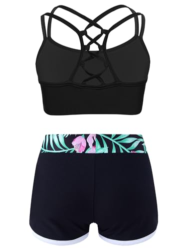 Kids Girls 2 Pieces Bathing Suit Beach Swimsuit Sports Swimwear Tankinis Top with Shorts Set2