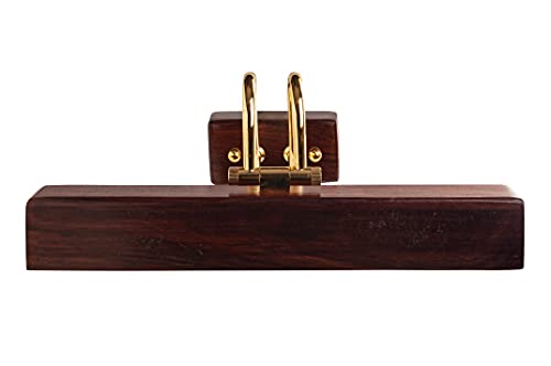 Green House 100% Handmade Sheesham Wood Wall Light/Picture Light/Vanity Light for Mirror, Dressing Table with Adjustable Head, 1 Feet Wide with 9W in-Built Warm White LED/Brass Rivets