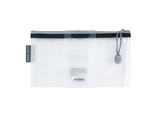 Grafoplas 4er-Pack Taschen mit Reißverschluss aus transparentem EVA-Gummi, schwarzer Reißverschluss, ideal für den Transport und Schutz aller Arten von kleinen Gegenständen, Schecks oder Gutscheinen