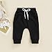 Mubineo Toddler Baby Boy Girl Infant Basic Plain Sweatpants Comfy Cotton Pants with Pockets (Black, 0-6 Months)