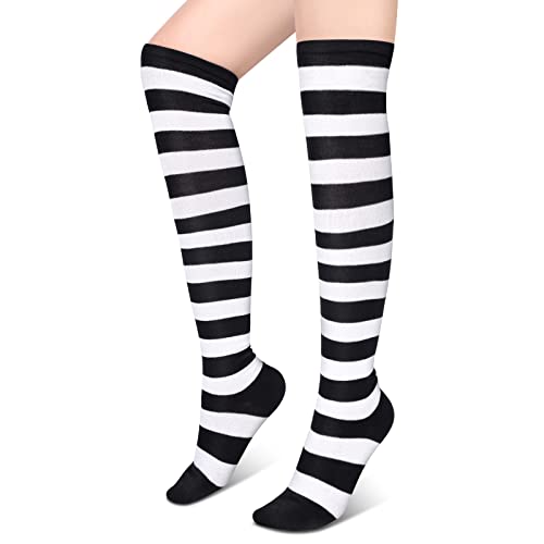 Blulu Gestreifte Strümpfe Overknee Oberschenkel Lange Strumpfhosen für...