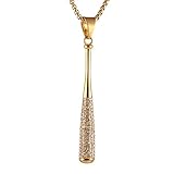 AsAlways Hip Hop Jewelry Iced Out Cross Baseball Bat Pendant Sports 18k Gold Plated Necklace for Men Women (Baseball Ball)
