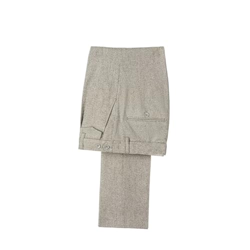 Mens Tweed Herringbone Suits 2 Piece Wedding Groomsmen Outfit for Men Prom Party Suits Blazer Jacket Pants Set4