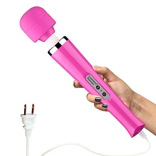 Image of CHARMING 10 Speeds Wired Powerful Handheld Back Massager with Strong Vibration Wand, Personal Therapy Massager for Sports Recovery, Muscle Aches, Body Pain- Rose red