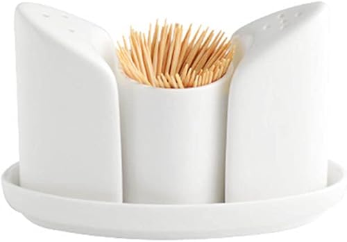 123Arts Salero y pimentero de cerámica con bandeja, juego de 4