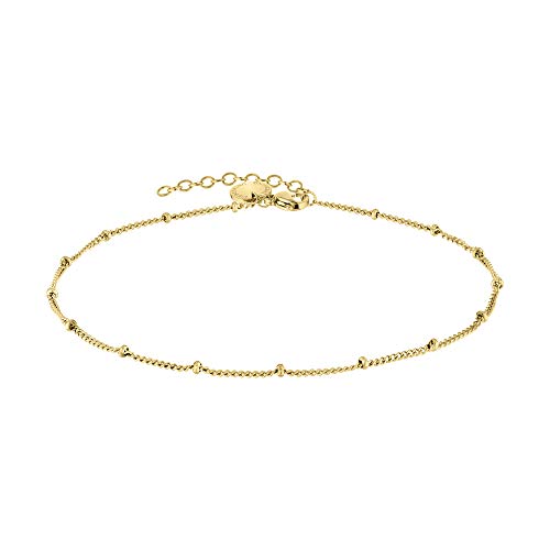 Liebeskind Berlin filigranes Anklet mit Logoanhänger aus Edelstahl IP Gold...