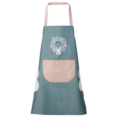 DILLMAN Frauen Küche Schürze mit Hand wischen große Tasche Hand-wiping wasserdicht für Kochen Backen Blau Large