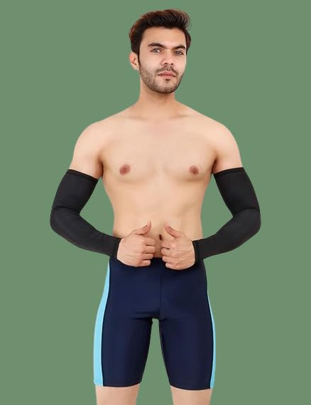Image of NEVER LOSE Arm sleeves With Leather Gloves For Grip and UV Protection for Sports & Driving