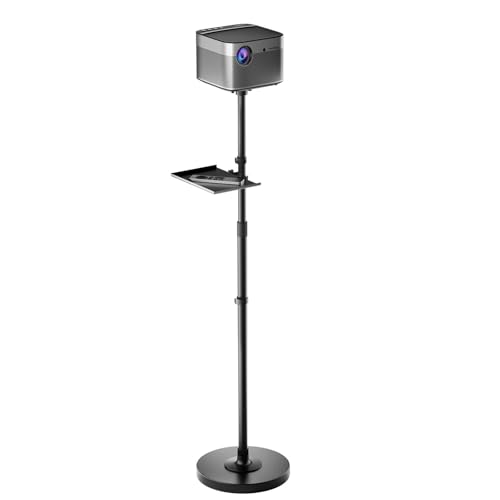 Projector Stand with 360° Swivel & Height Adjustment - Mini Projector Mount, Floor Mount, 1/4