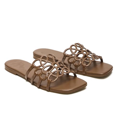 Flat Sandals for Women Open Toe Slip on Casual Comfy Slides Summer Sandals Beach Walking Shoes