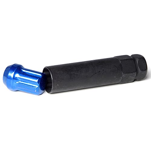 Image of Circuit Performance Spline Drive Tuner Acorn Lug Nuts Blue 14x1.5 Forged Steel (20pc + Tool) Compatible with Dodge Challenger Charger