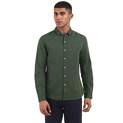 Image of Levi's Men's Solid Slim Fit Casual Shirt (34226-0070 Green XL)
