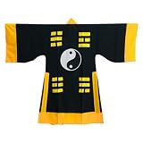 Chinese Exorcist Taoist Robe Traditional Maoshan Ching-Ying Priest Master Costume Bagua Wudang Tai Chi Monk Cosplay Uniform (Black, Height-175cm)