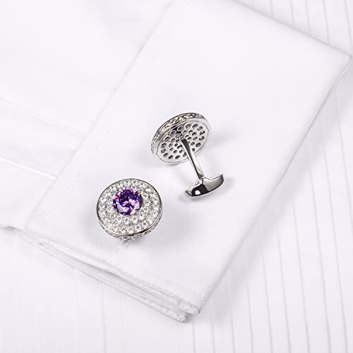 Image of HAWSON Cufflinks for Men, Gold Diamond Crystal Cufflinks for Groom Husband Personalized Gifts, Mens Formal Wedding Business Cufflinks, Luxurious Gorgeous Cuff Links French Shirt Accessories