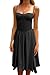 CHYRII Womens Black Dress Fashion Summer 2025 Sweetheart Neck Spaghetti Straps Corset A-Line Long Sundress Midi Dress S