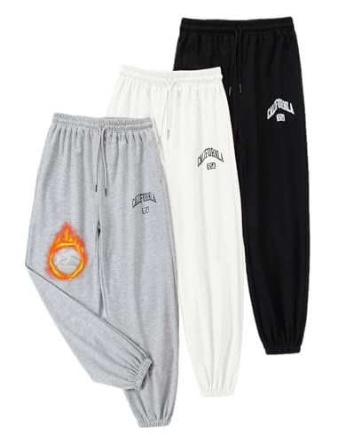 Image of EXARUS 3 Pack Girls Sweatpants Joggers Teen Sweat Pants Wide Leg