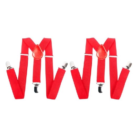 Acan Pack de 2 Tirantes poliéster, complemento para disfraz de payaso, mimo, trajes, carnaval, halloween, cosplay, fiesta, talla única, adulto, Rojo