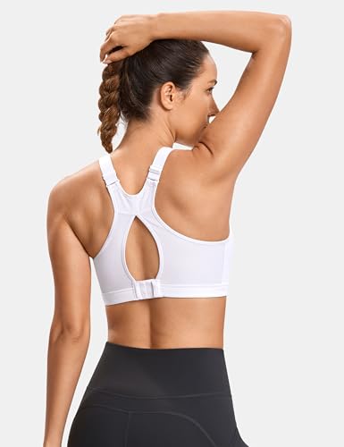 Image of SYROKAN Full Coverage Plus Size Sports Bras for Women High Support Racerback Padded Bras for Women No Underwire