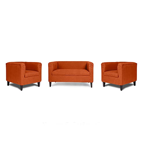 Image of Wakefit Sofa Set | 3 Year Warranty | Sofa 4 Seater, 4 Seater Sofa for Living Room, Wooden Sofa Set, Sofa Set 2+1+1 Seater - Miami(Tahoe : Terracotta)