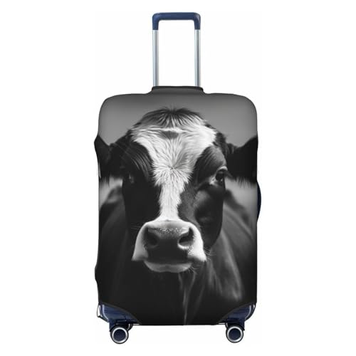 Travel Luggage Protector Cover Black White Cow Face Suitcase Covers for Luggage Fashion Washable Elastic Luggages Cover Protector Scratch Resistant Travel Essentials Suitcase Cover Fits 18-32 Inch