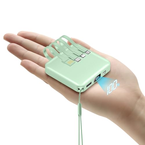 ummz Portable Charger with Built-in Cable,12000mAh 22.5W Fast Charging Small Power Bank,USB C Input/Output with Smart LED Display,External Battery Pack for iPhone,Tablet,Samsung