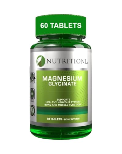 Nutritionl Magnesium Glycinate (Bisglycinate) 1900 mg 60 Tablets - 200 mg Elemental Magnesium & 4.2 mg Vitamin B6 Per Serving - to Support Muscle & Bone Function Physical Balance & Daily Wellness