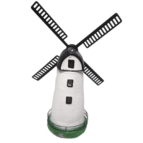 DIVAS SPIRITUAL Solarbetriebene LED-Windmühle, Gartendekoration, 53 x 21 x 42 cm, rustikaler Ziegelstein oder klassisches Weiß, charmante Outdoor-Dekoration (weiße Windmühle), S21289