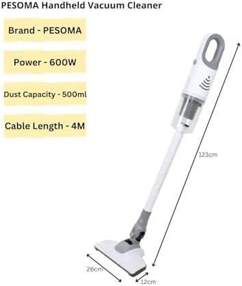 Vacuum Cleaner for Home - Wet and Dry Suction Cleaner for Home, Handheld Vacuum Cleaner for Sofa, Clean Under Bed Stick & Upright 600 W 15KPA Suction Hepa Filter-SJ-8108, White