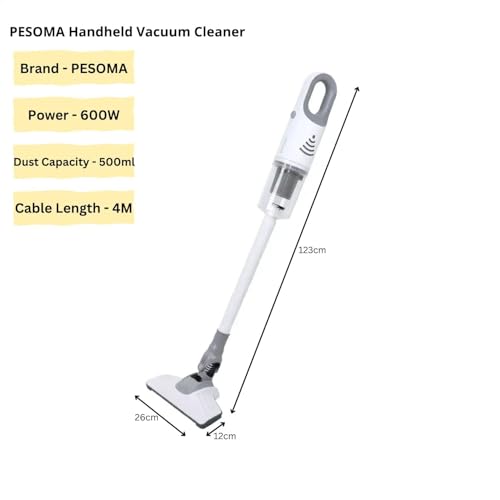 Vacuum Cleaner for Home - Wet and Dry Suction Cleaner for Home, Handheld Vacuum Cleaner for Sofa, Clean Under Bed Stick & Upright 600 W 15KPA Suction Hepa Filter-SJ-8108, White