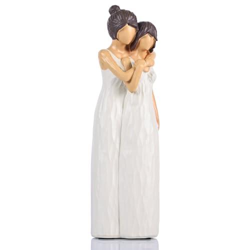 QIANLING 10.2" Mother Daughter Hugging Figurine for Mom or Daughter - Ideal for Bedroom, Living Room, Tabletop, or Bookcase Decor - Heartfelt Gift for Birthdays, Mother’s Day, and Valentine’s