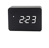 OFLILAK Wooden Digital Alarm Clock for Bedrooms, 4 Level Adjustable Brightness and Voice Control,...