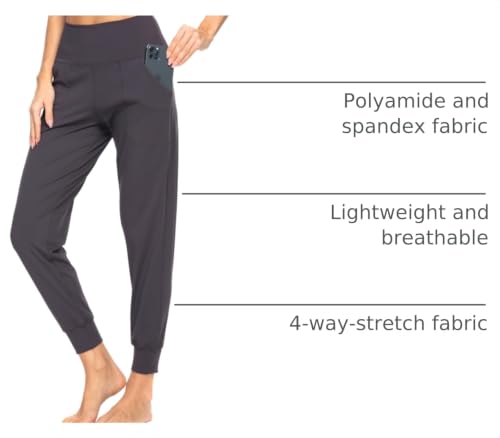 Image of Kcutteyg Women's Joggers with Pockets, High Waisted Jogging Pants for Women Workout Yoga Tapered Soft Pants (Dark Grey, Small)