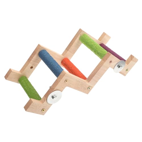 Levemolo Parrot Grinding Ladder Wooden Bird Ladder Toy Bird Cage Accessories Safe Pet Chew and Play Toy