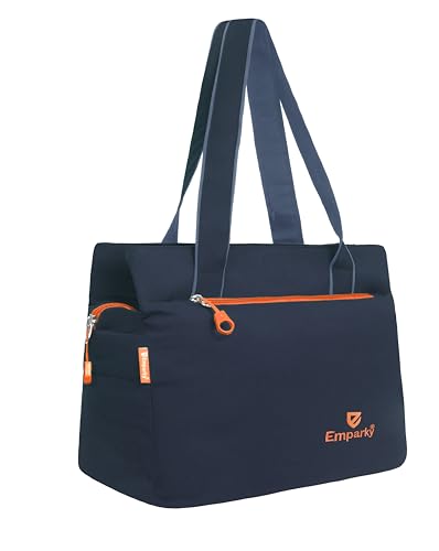 Image of Women Bag, Black with Turquoise Accents, Tote Bag with Multiple Zipper Pockets