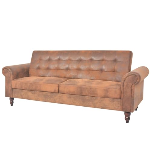 Gecheer Canapé-lit 2 places Chesterfield Marron - Confortable & Durable - 3 Positions d'Inclinaison
