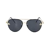 Blue Island Fashion Culture Women's Buzzed Bee Charm 60mm Aviator Sunglasses (Black)