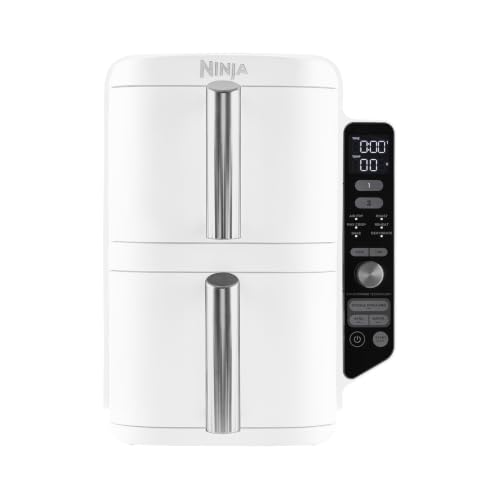 Ninja Double Stack XL, Friggitrice ad Aria Verticale, 9,5L, Bianco | Doppia Zona, 4 Livelli, 2 Scomparti, 2 Griglie, 6 Funzioni, 8 Porzioni, Parti Lavabili in Lavastoviglie - SL400EUWH