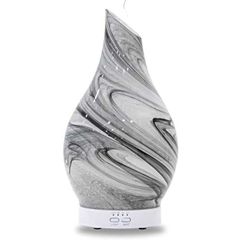 Essential Oil Diffuser, Glass Aroma Diffuser, Cool Mist Humidifier Aromatherapy Diffusers with Color Night Light Quiet Diffuse Aroma for Home Office (Grey)