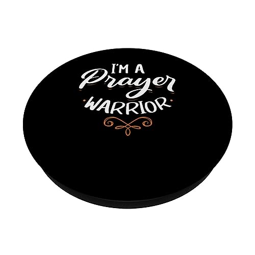 I'm a Prayer Warrior Christian Faith in God Jesus Christ PopSockets Swappable PopGrip, Black - Image 2