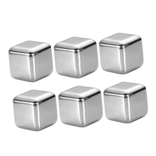 BESPORTBLE Piedras para Vino de Acero Inoxidable 6 Unidades Reutilizables Cubitos Resistentes al Desgaste para Whisky y Bebidas Aptas para Refrigerador y Uso Cócteles