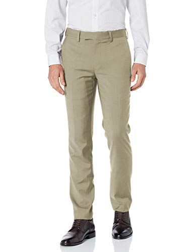 Louis Raphael LUXE Men's Slim Fit Flat Front Stretch Wool Blend Dress Pant, Stone, 30W x 32L