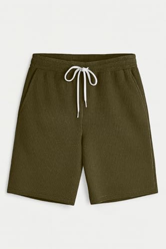 Image of Vogaan Men's Casual Slim Fit Shorts | Stylish Above Knee Shorts with Elastic Waist & Side Pockets Summer Wear for Gym Lounge Travel & Outdoor