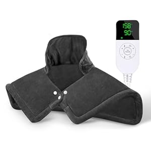 NOWWISH Heating Pad for Neck and Shoulder – Birthday Gifts for Women and Men, Mom or Dad – 2.2lb Weighted Heat Pad for Pain Relief, Black 17″x23″