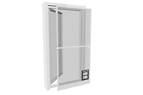 Preisvergleich Produktbild pro insect Insektenschutz-Tür PRO mit Katzenklappe 100x210cm, weiß